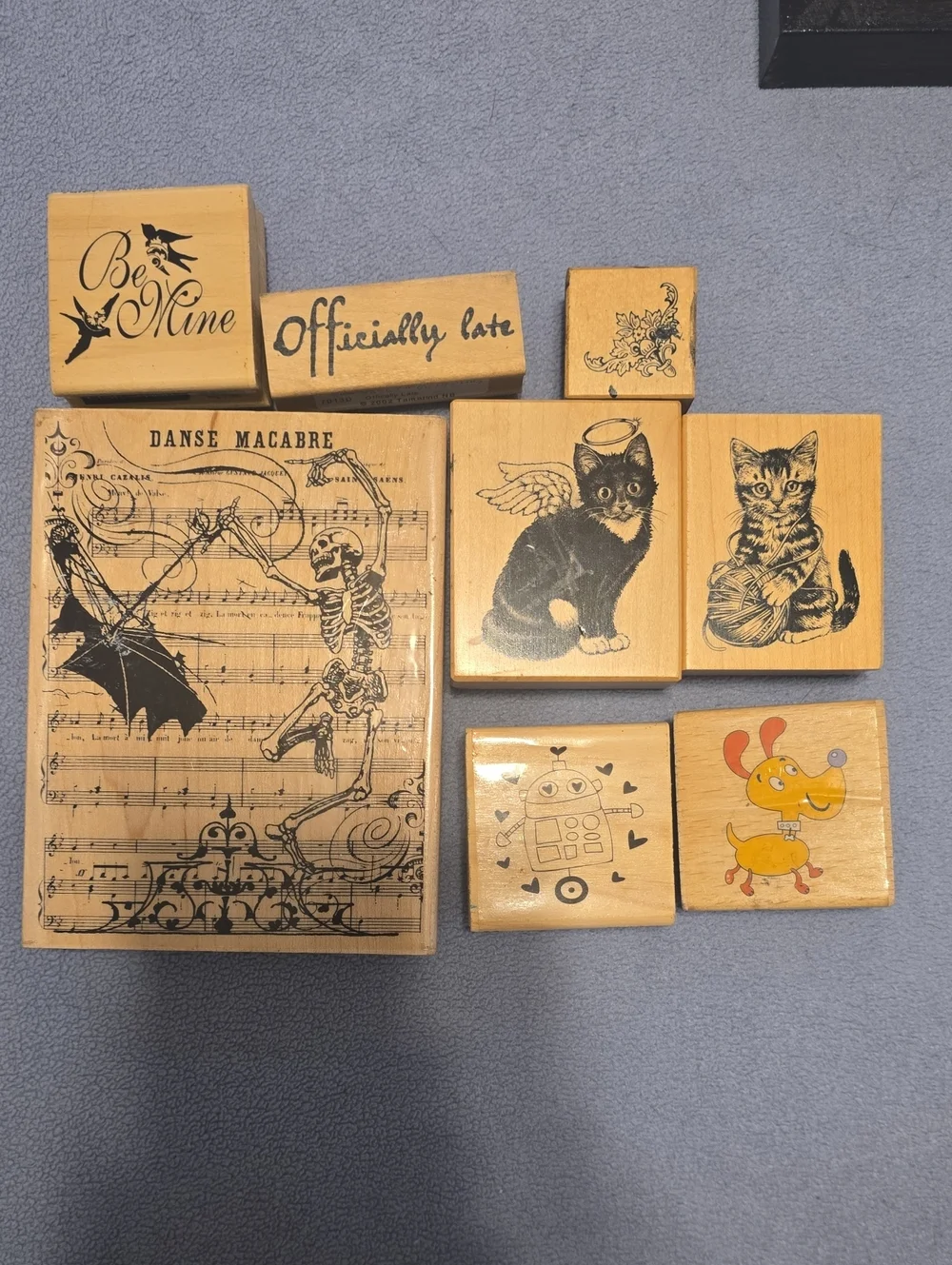 8 Wooden Decorative Stamp Set - Natural Wood Finish
